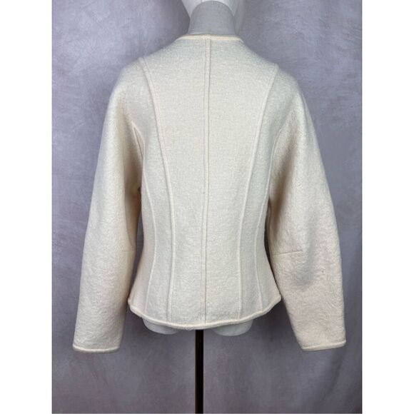 Geiger 100% Cream Wool Coat Medium Small - READ - Picture 2 of 10